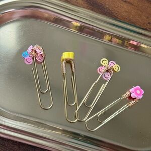 Pink  & Yellow Flower Paperclip Set of 4